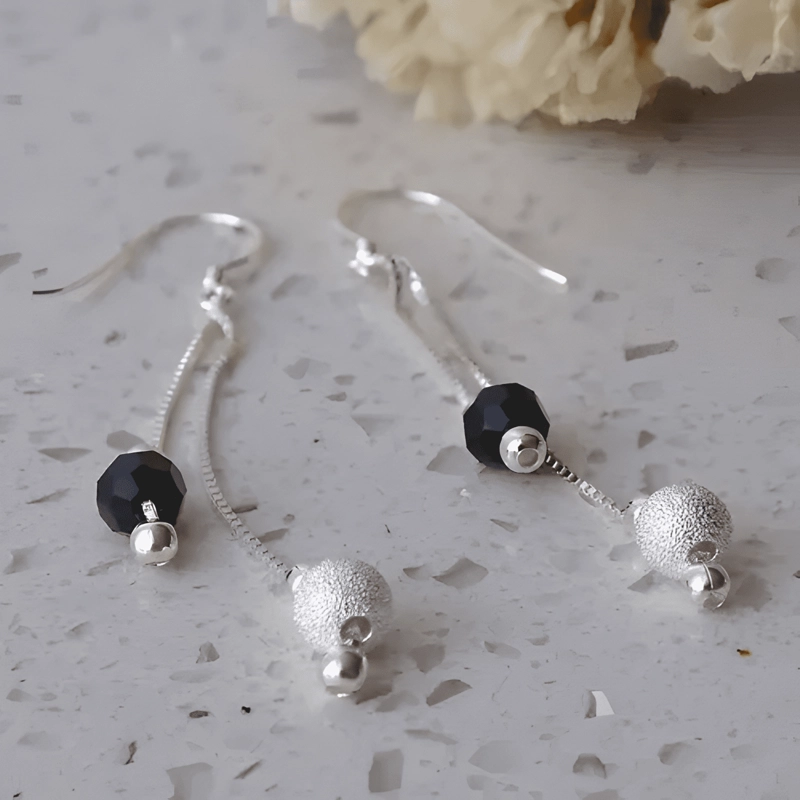 AROS DE PLATA ESTEFANIA SWAROVSKI BLACK - 3