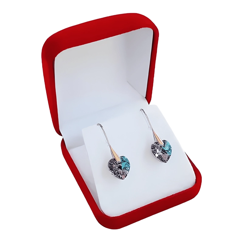 AROS DE PLATA 925 MUJER CRISTAL SWAROVSKI CORAZON VITRAIL - 1