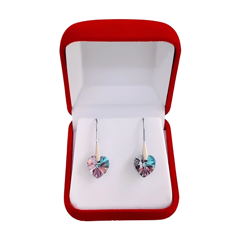 AROS DE PLATA 925 MUJER CRISTAL SWAROVSKI CORAZON VITRAIL - 2