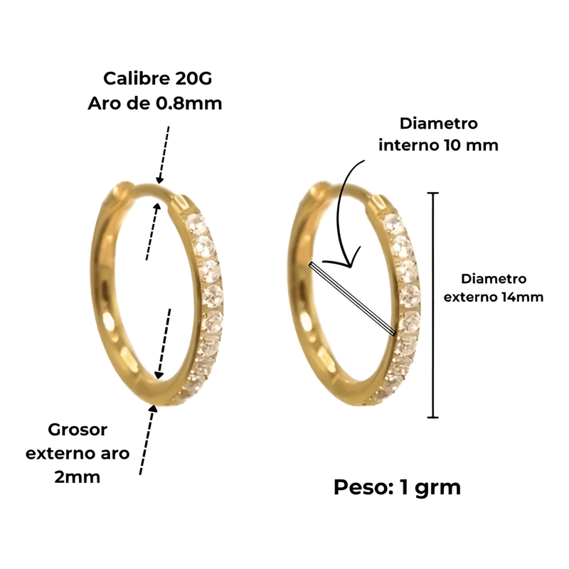 ARGOLLAS AURA SHINE 10MM TITANIO ASTM F136 CHAPADO DORADO - 1