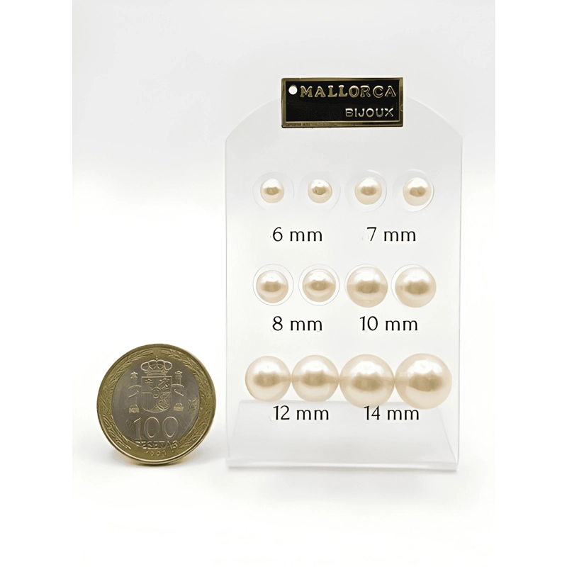 AROS DE PERLA MALLORCA CLASICO BASE ENCHAPADA EN ORO 18K #1 - 3