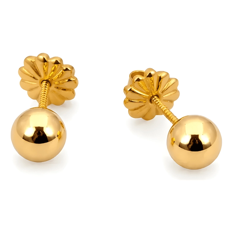 AROS BOLITA 6MM N4 ORO 18K 0.75GR NIÑA HIPOALERGE NICO - 2