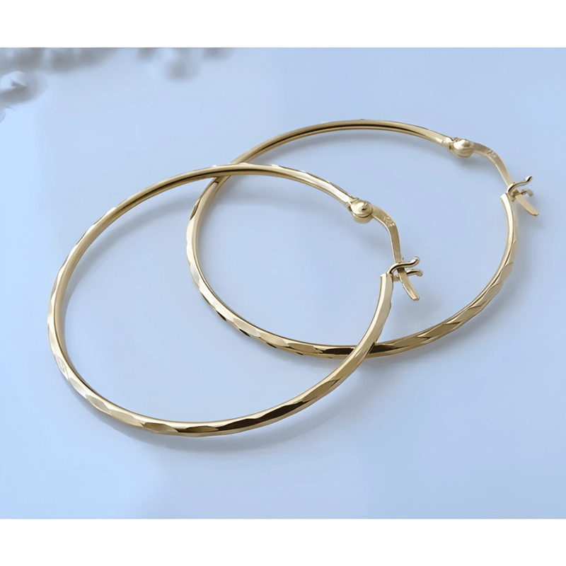 AROS ARGOLLAS DE PLATA BAÑO DE ORO FACETADAS DORADO #2 - 3