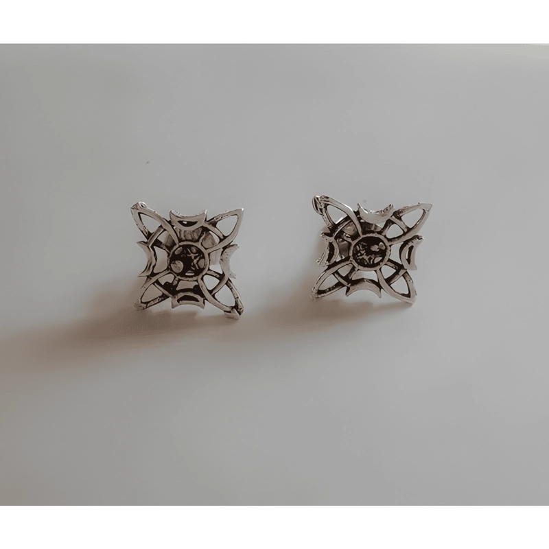 AROS NUDO DE BRUJAS PENTAGRAMA Y LUNAS PLATA 925 ENVEJECIDA - 2