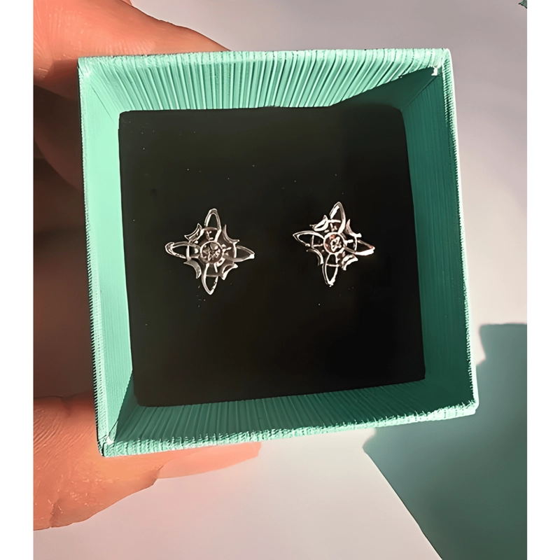 AROS NUDO DE BRUJAS PENTAGRAMA Y LUNAS PLATA 925 ENVEJECIDA - 4