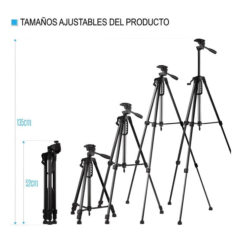 TRIPODE PARA CAMARA PROFESIONAL Y CELULAR CON NEGRO - 3