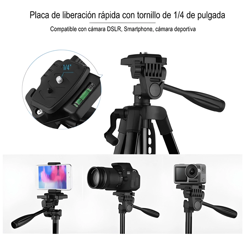 TRIPODE PARA CAMARA PROFESIONAL Y CELULAR CON NEGRO - 4