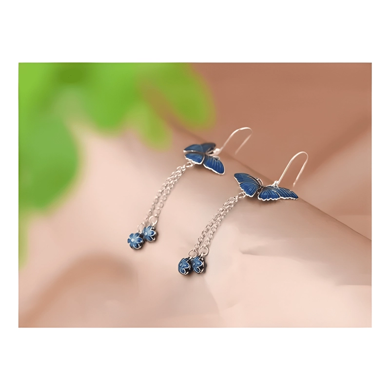 AROS COLGANTES MARIPOSA GANCHO PLATA S925 MUJER #2 - 3