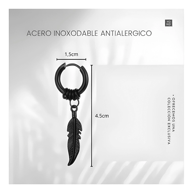 2 PARES AROS HOMBRE MUJER PLUMA PIERCING ACERO QUIRURGICO #1 - 3