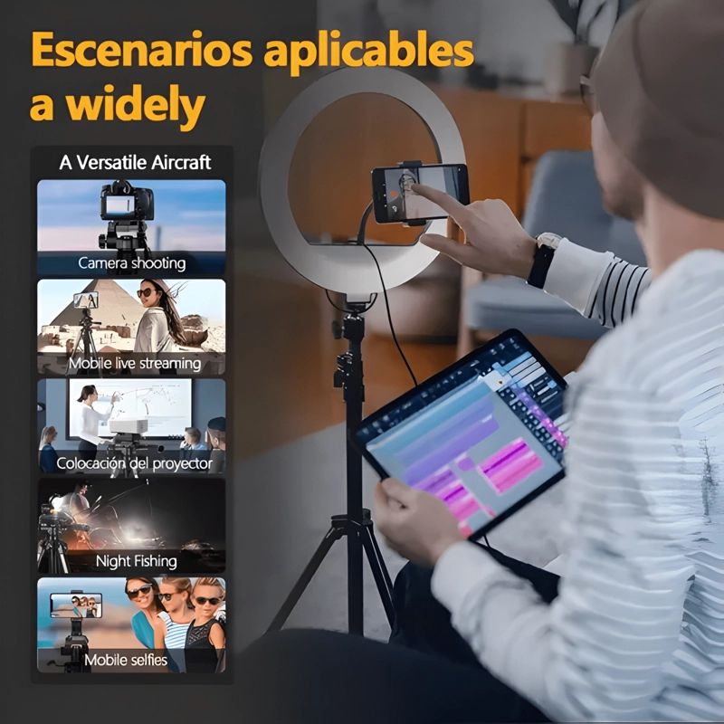 TRIPODE PROFESIONAL PARA CAMARA, CELULAR, VIDEO NEGRO - 4