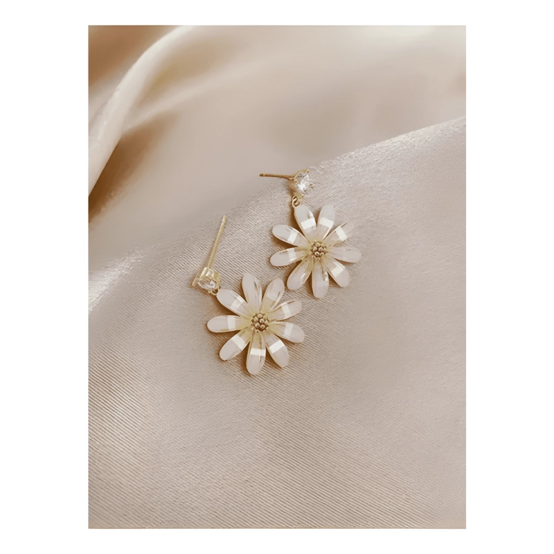 AROS COLGANTES FLOR DE LUZ PASADOR DE PLATA S925 DORADO - 3