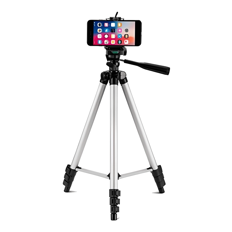 TRIPODE CELULAR 3110 SOPORTE NIVEL PRESICION CAMARA PLATEADO - 2
