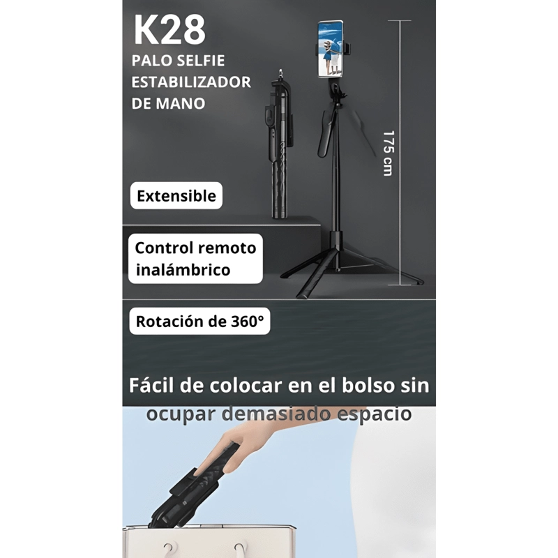PALO SELFIE TRIPODE ESTABILIZADOR 360° CON BLUETOOTH - 3