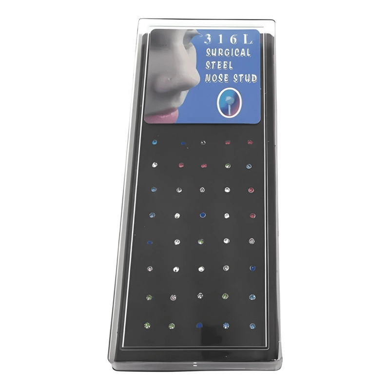 ARO PUNTO NARIZ PIERCING ACERO SET 40 UNIDADES MIX COLORES - 2
