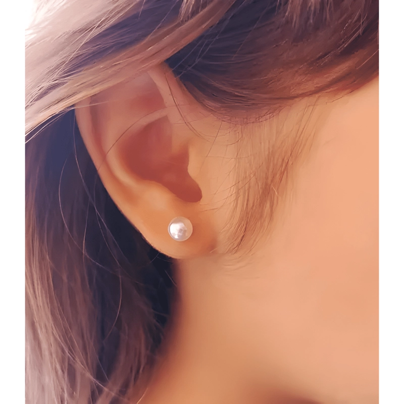 AROS PERLA SEGURIDAD PIERCING HELIX CHAPADAS EN ORO 18K NIÑA - 3