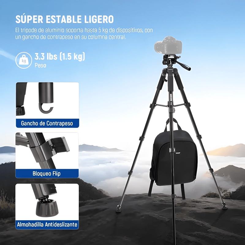 NEEWER 180CM TRIPODE PARA CELULAR CAMARA SONY CANON NIKON #1 - 3