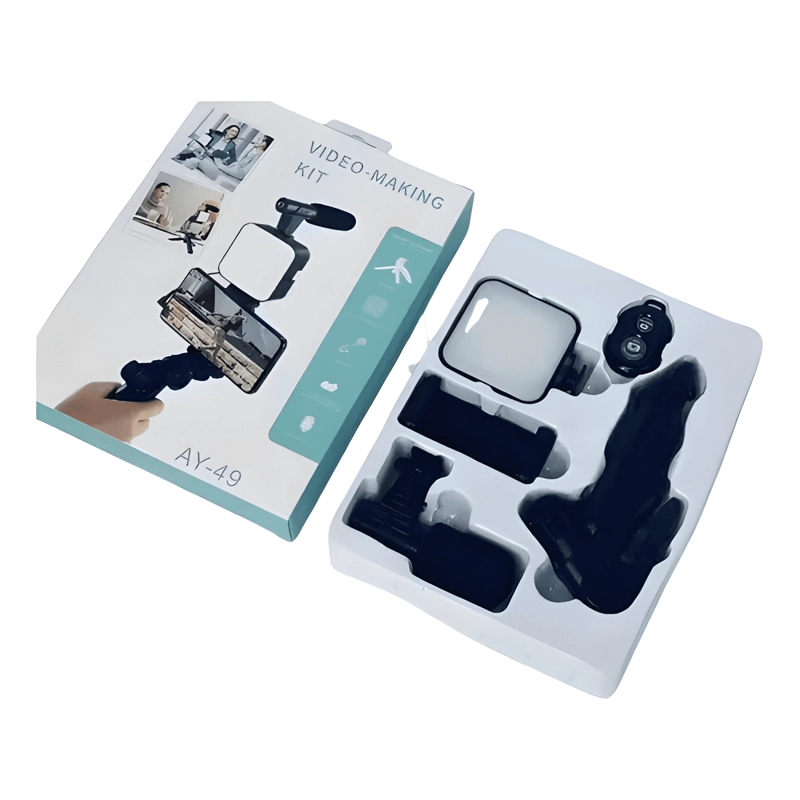 KIT PARA STREAMING VLOGS TRIPODE LUZ MICROFON PALO SELFIES C - 2