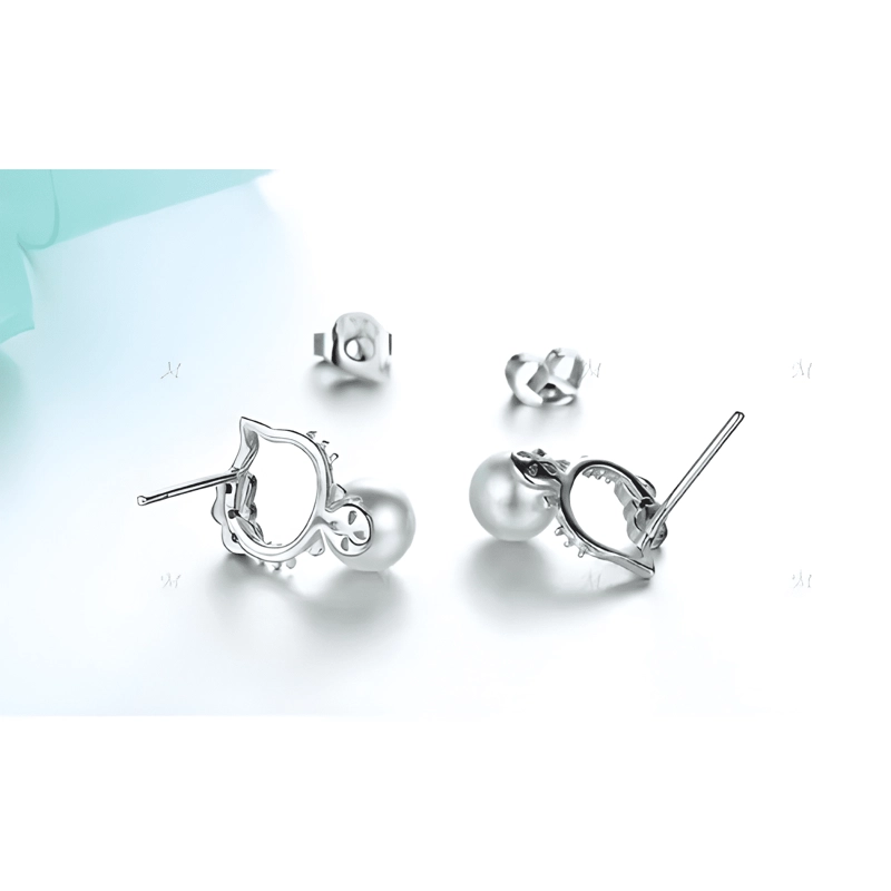 AROS ARITOS HELLO KITTY LEY PLATA 925 CON PERLA FANTASIA - 1