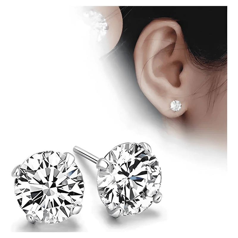 6 MM AROS CIRCON BRILLANTE PLATA 925 HOMBRE MUJER ZARCILLOS - 4