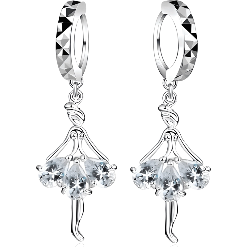 AROS PLATA 925 PENDIENTES BAILARINA REGALO ELEGANTES MUJER - 1