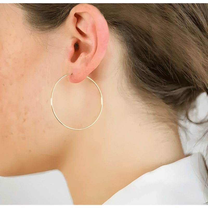 AROS ARGOLLA DE PLATA 925 BAÑO ORO 18K 50MM REGALO MUJER #2 - 1