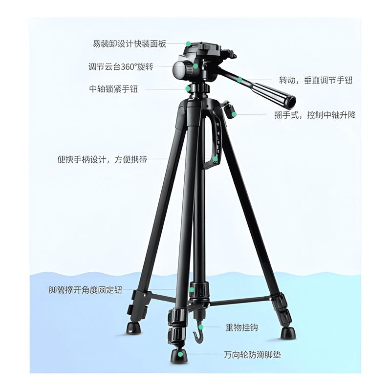 TRIPODE PROFESIONAL PARA CAMARA Y CELULAR, 140 CM DE NEGRO - 2