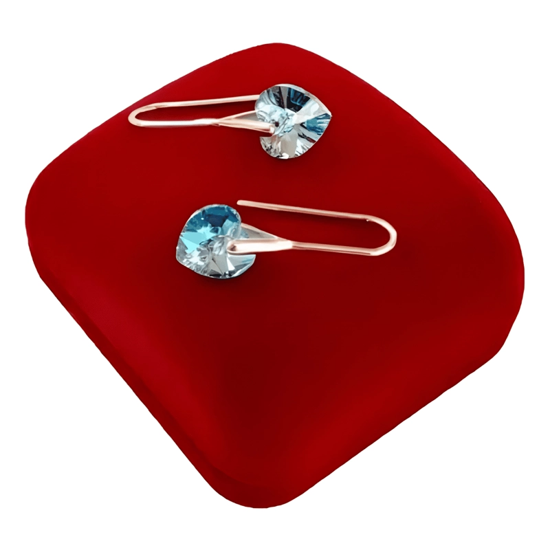 AROS CORAZON PLATA 925 CRISTAL SWAROVSKI AGUAMARINA - 2