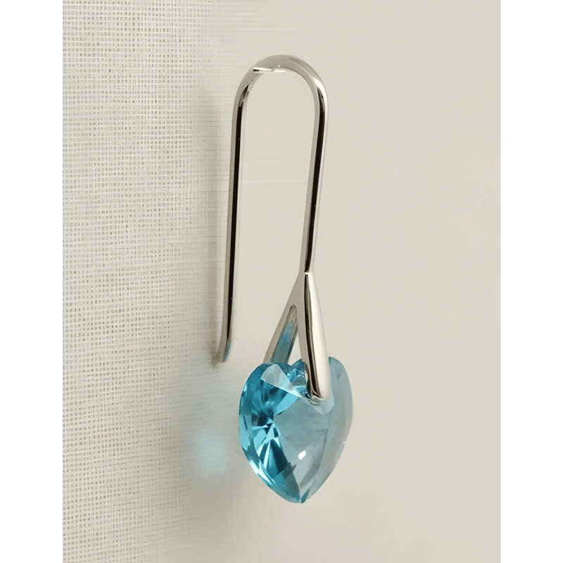 AROS CORAZON PLATA 925 CRISTAL SWAROVSKI AGUAMARINA - 4