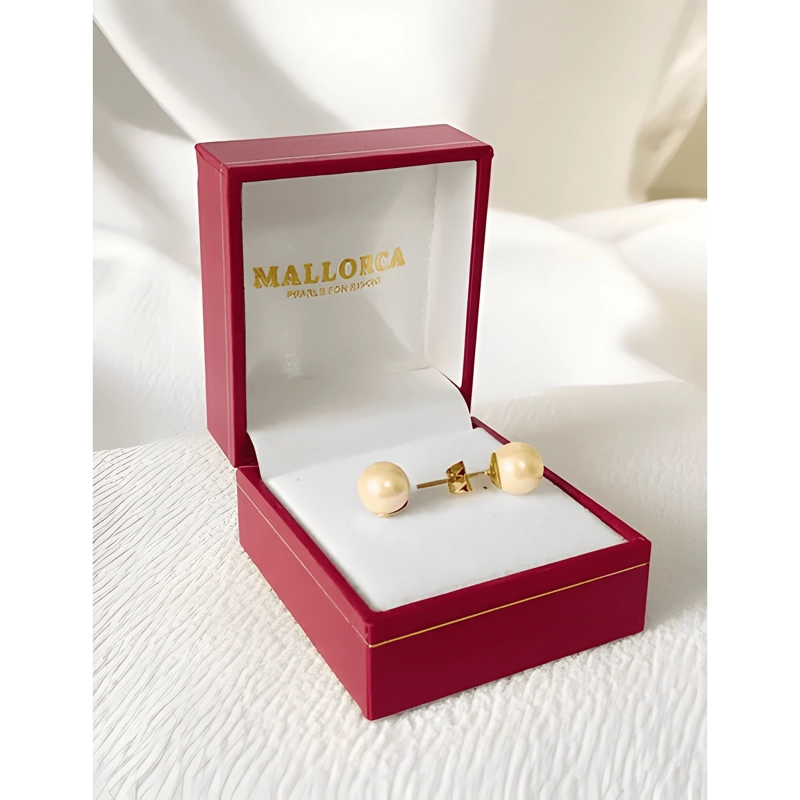 AROS DE PERLA MALLORCA CLASICO BASE ENCHAPADA EN ORO 18K #15 - 1