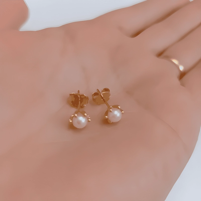 AROS PERLA PISTILOS 3MM BAÑO ORO HIPOALERGE NICO LIBRE NIQUEL - 2