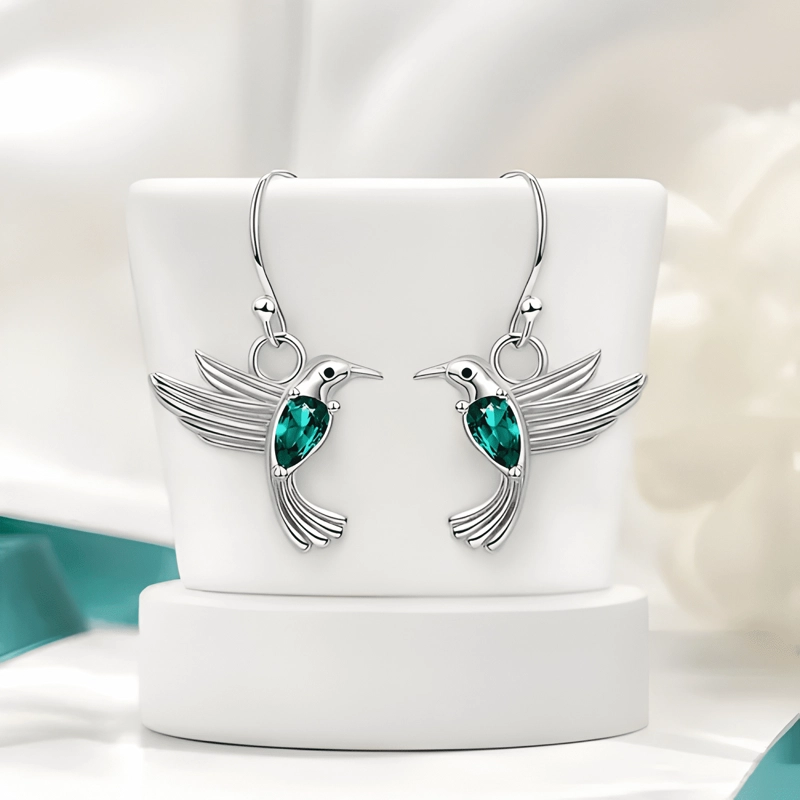AROS COLIBRI PLATA 925 CON CIRCONES REGALO MUJER CON CAJA - 3