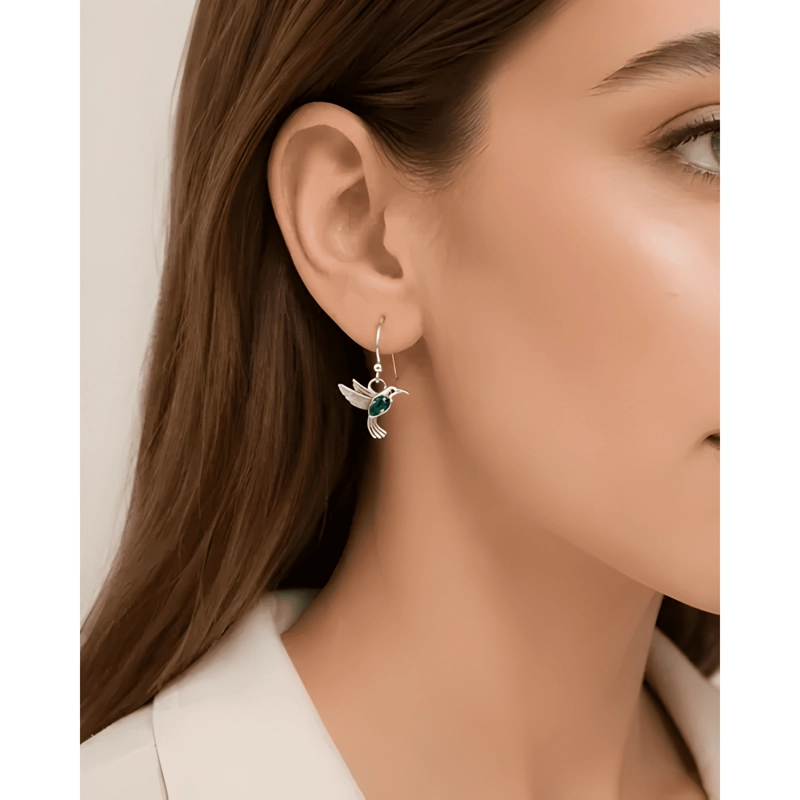 AROS COLIBRI PLATA 925 CON CIRCONES REGALO MUJER CON CAJA - 4
