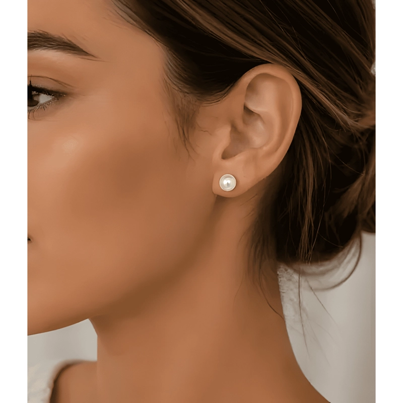 AROS PERLA 10MM MUJER ENCHAPE ORO 18K CLASICOS ELEGANTES - 1