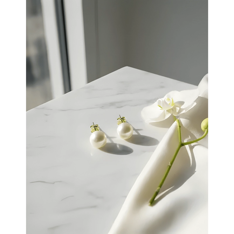 AROS PERLA 10MM MUJER ENCHAPE ORO 18K CLASICOS ELEGANTES - 3