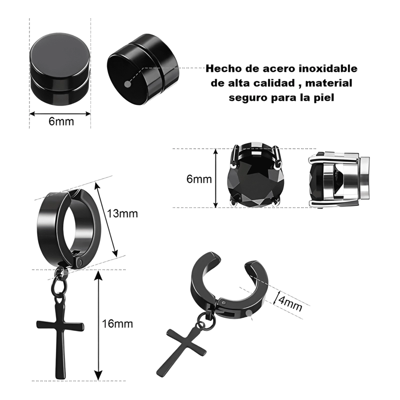 SET 10 PARES DE AROS PIERCING FALSOS A PRESION Y #1 - 2