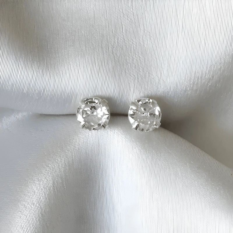 AROS CIRCON BRILLANTE 6 MM PLATA 925 HOMBRE MUJER ZARCILLOS - 1