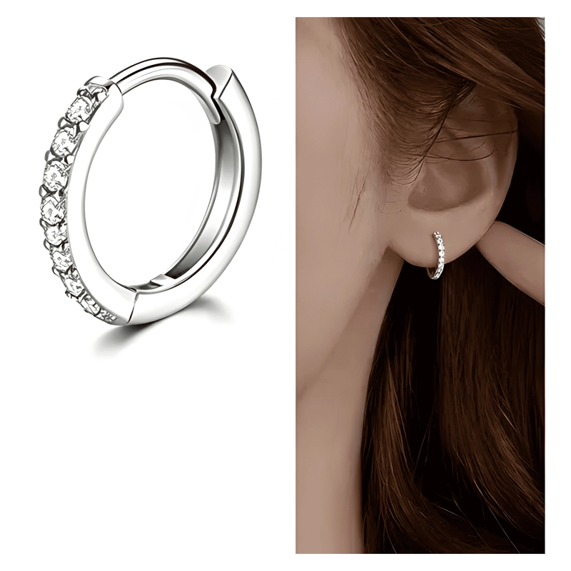 AROS PARA OREJA 14MM COBRE 18K ORO CUBIC ZIRCONIA - 4