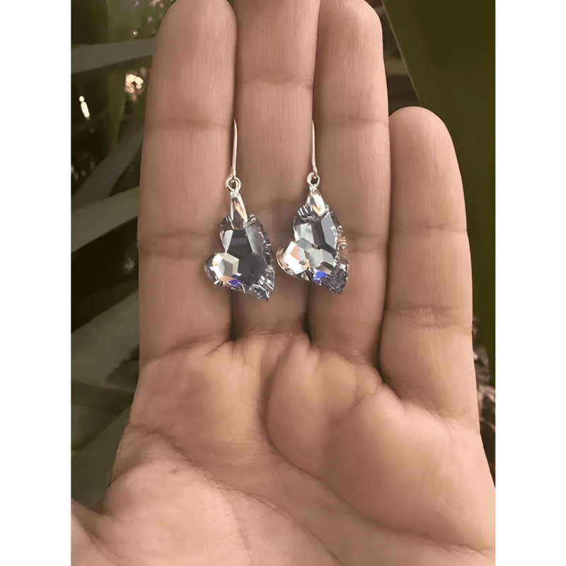 AROS PLATA FINA CORAZON CRISTAL SWAROVSKI REGALO MUJER CAJA - 1