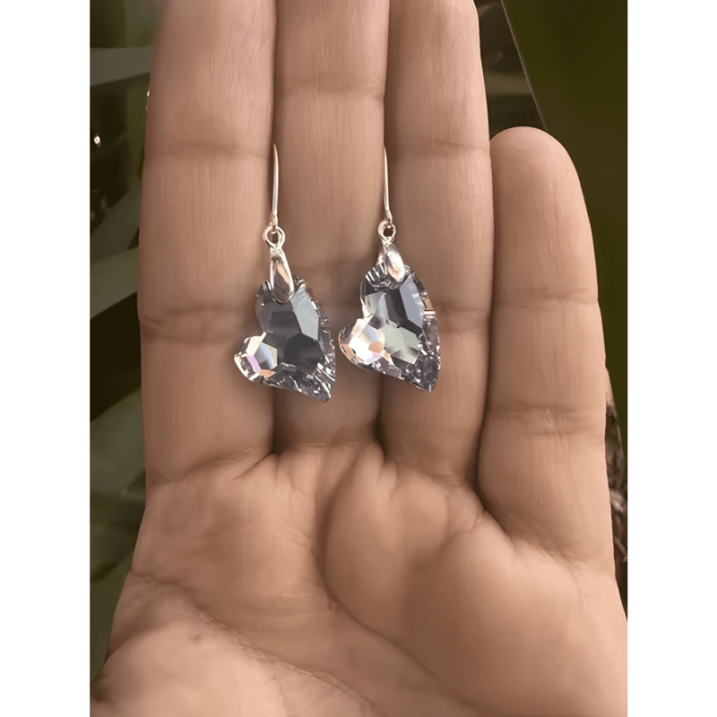 AROS PLATA FINA CORAZON CRISTAL SWAROVSKI REGALO MUJER CAJA - 2