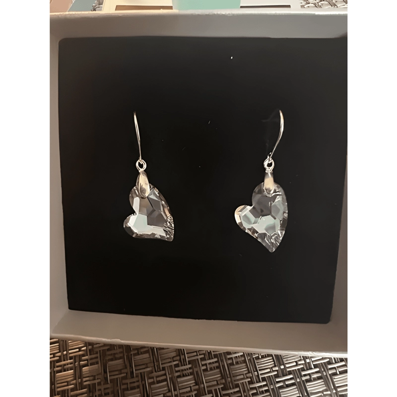 AROS PLATA FINA CORAZON CRISTAL SWAROVSKI REGALO MUJER CAJA - 3