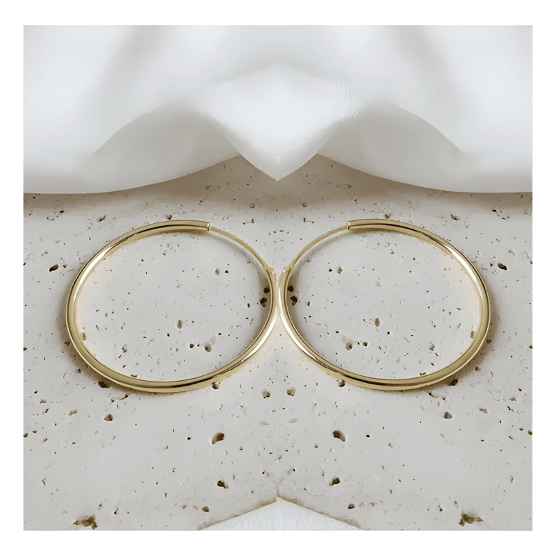 AROS ARGOLLAS DE PLATA BAÑADAS EN ORO 18K (40MM) - 1