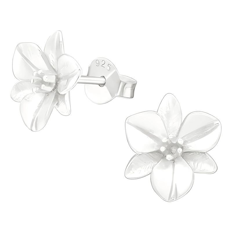 AROS DE FLOR PLATA FINA 925 PENDIENTES ZARCILLOS - 1