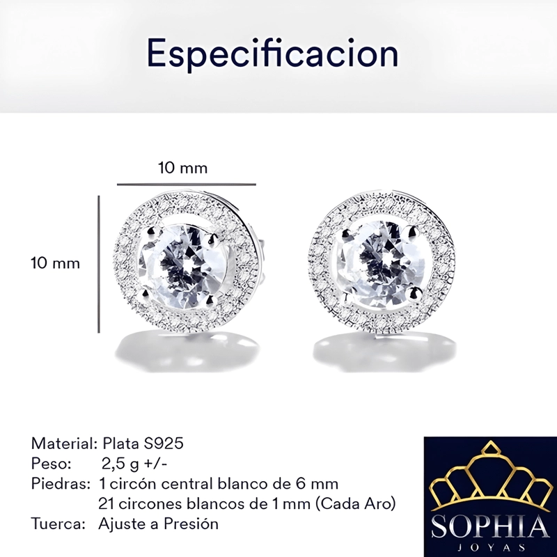 AROS PLATA 925 REDONDO CIRCONES DISEÑO ELEGANTE CLASICO #1 - 2