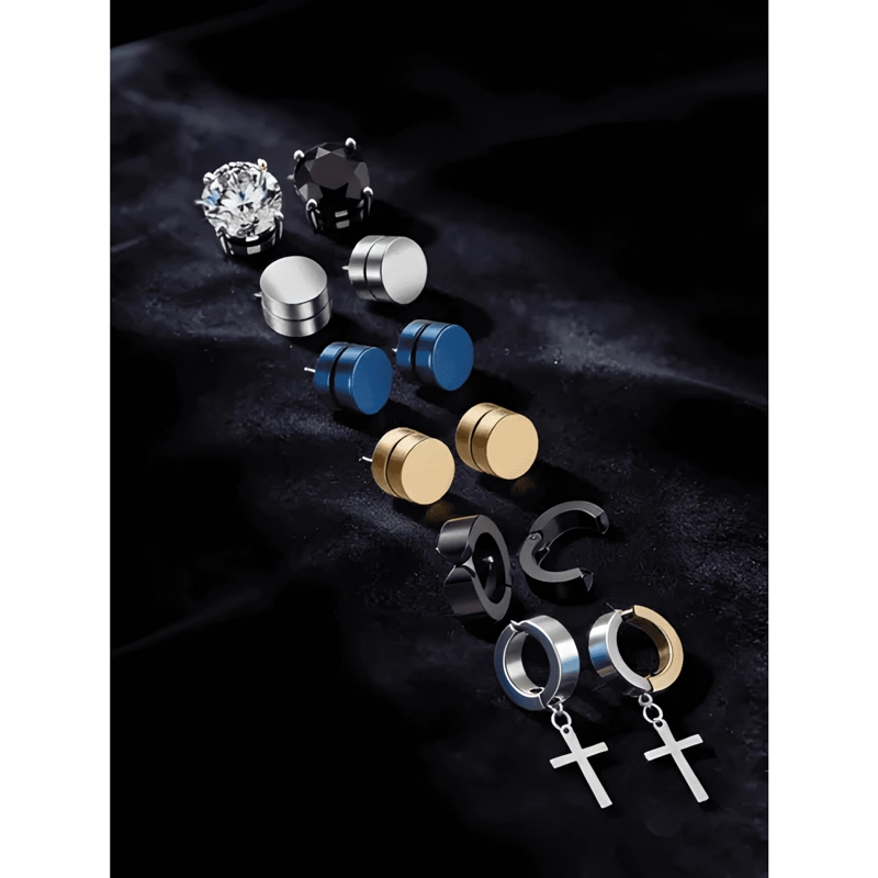 12 PARES DE PENDIENTES A PRESION Y MAGNE TICA COLORES - 1