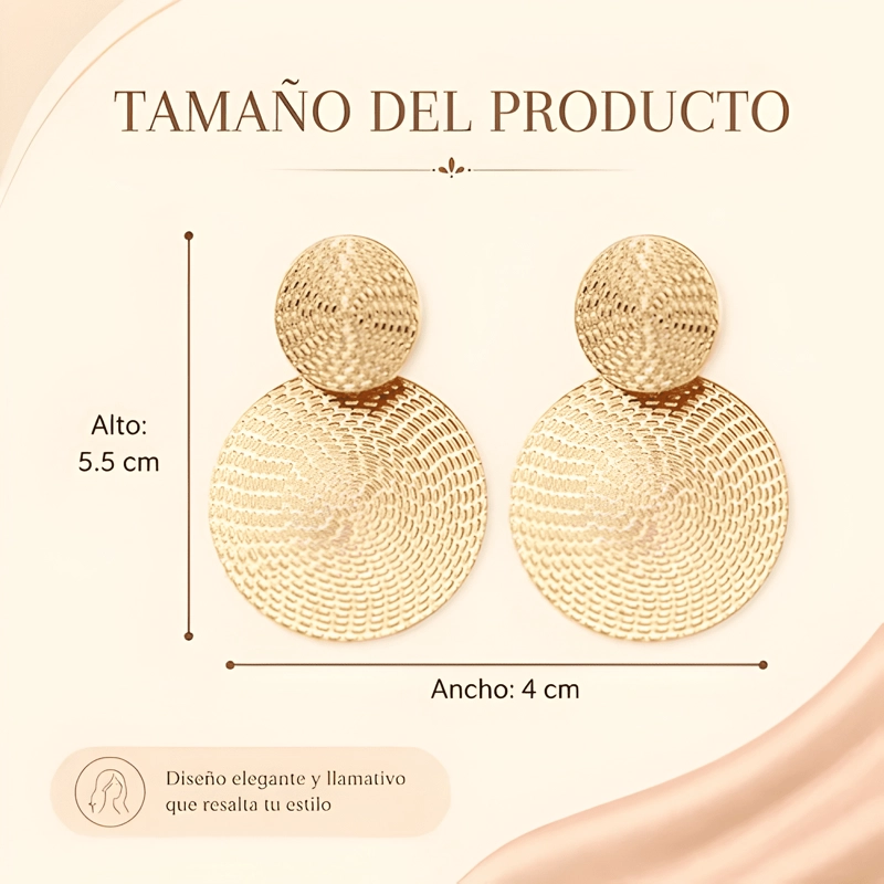 ARETES REDONDOS BOHO DORADOS MUJER MODA FIESTA - 1