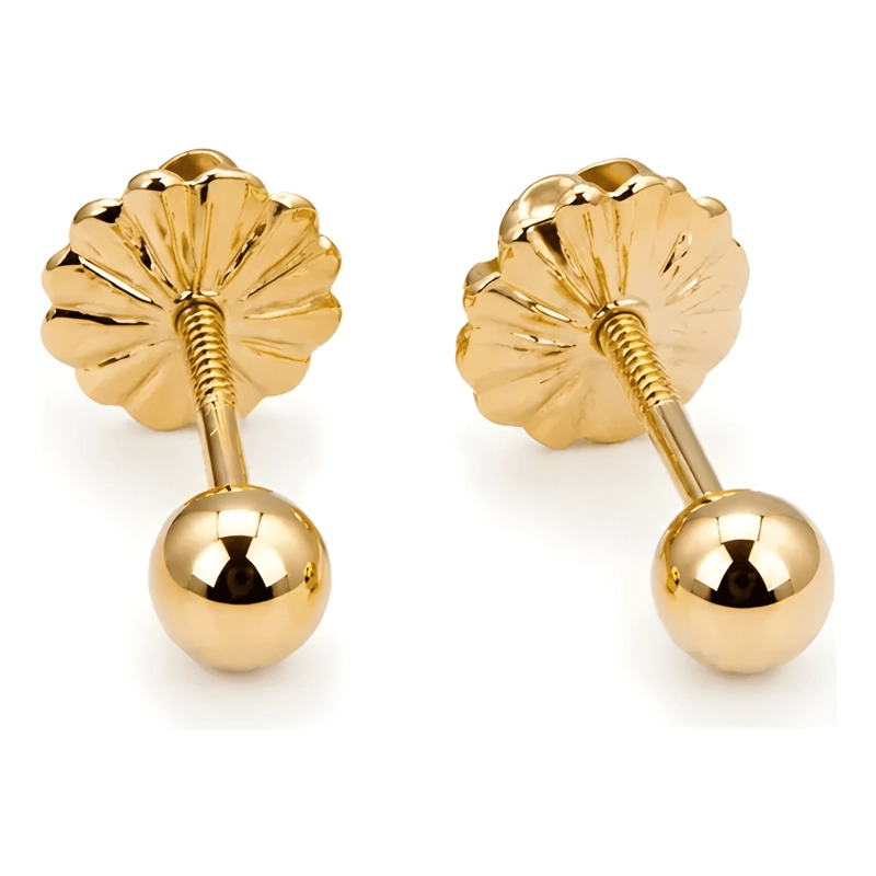 AROS BOLITA 3MM N1 ORO 18K 0.50 GR BEBE  HIPOALERGE NICO #2 - 2