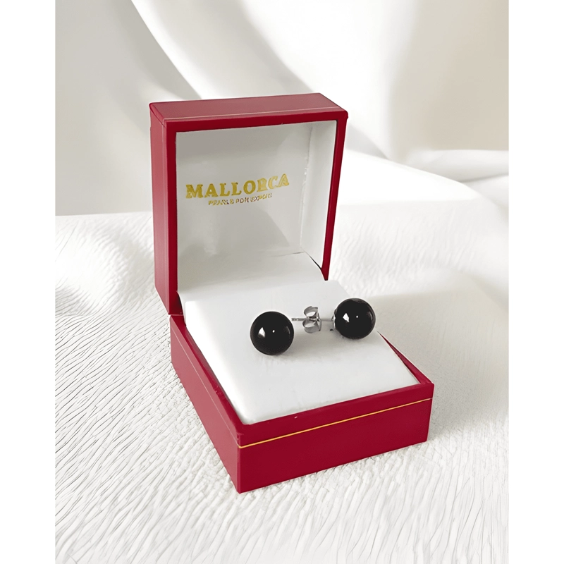 AROS DE PERLA MALLORCA CON BASE DE PLATA 925 NEGRA - 2