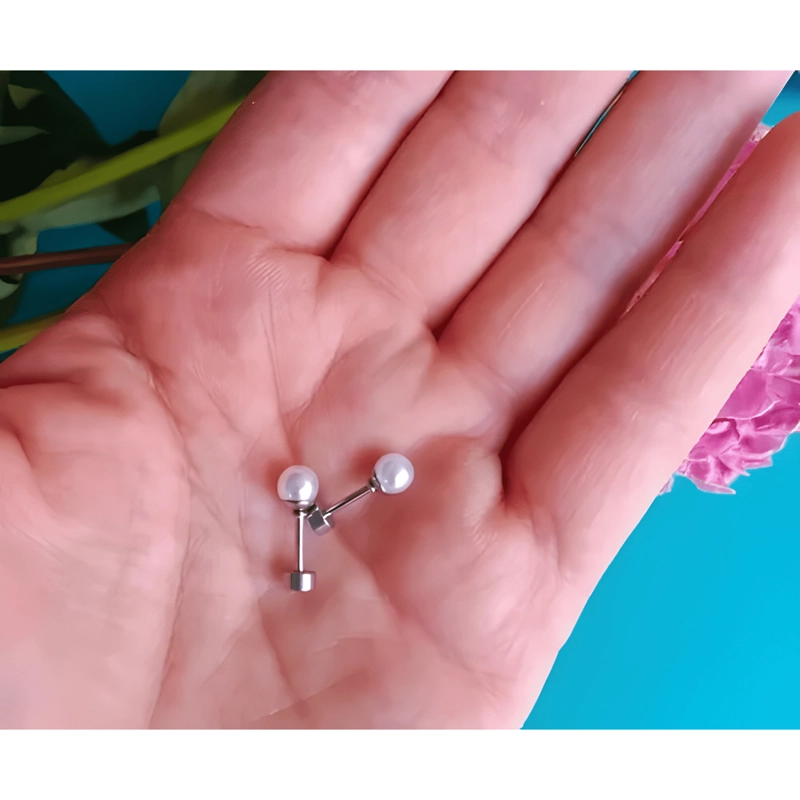 AROS 5MM PERLAS PIERCING HELIX TUERCA SEGURIDAD HIPOALERGENI - 3