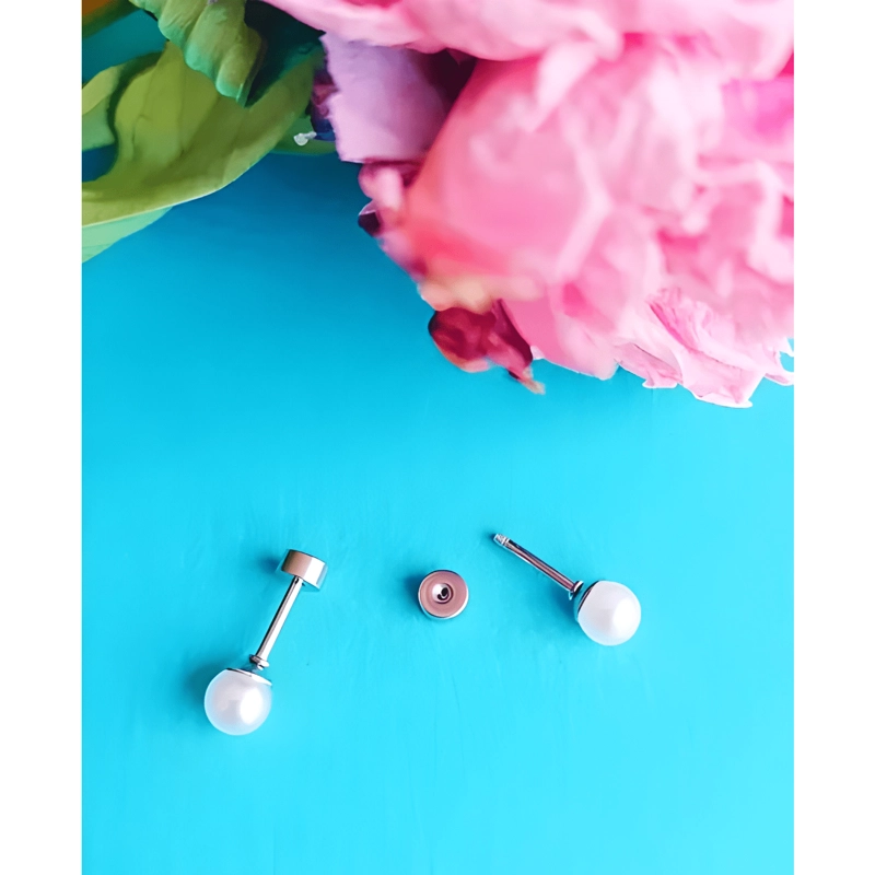 AROS 5MM PERLAS PIERCING HELIX TUERCA SEGURIDAD HIPOALERGENI - 4
