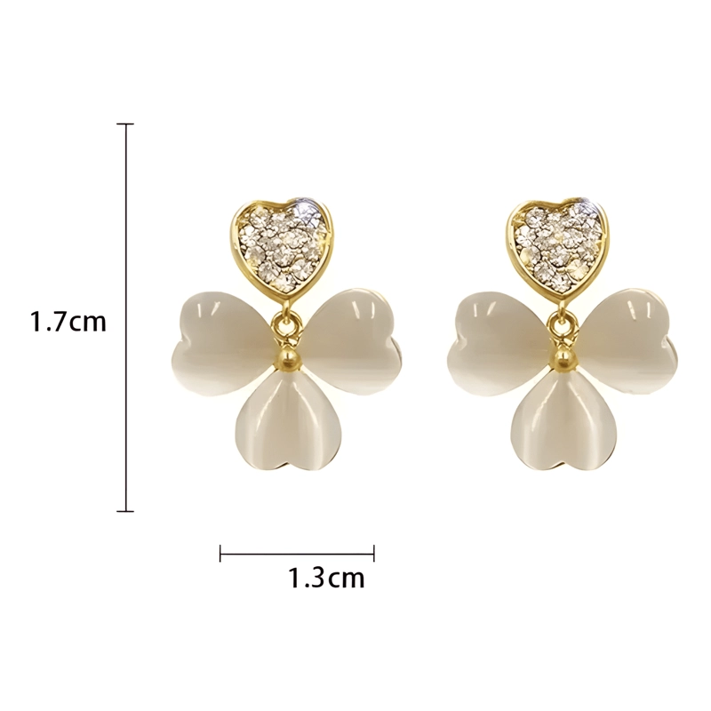 AROS PENDIENTES TRE BOL CUATRO HOJAS NACAR CORAZON - 2